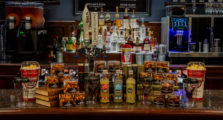 Offerings from the Lyric Theatre bar. Features a range of beers, spirits, pretzels, sodas, popcorn and more