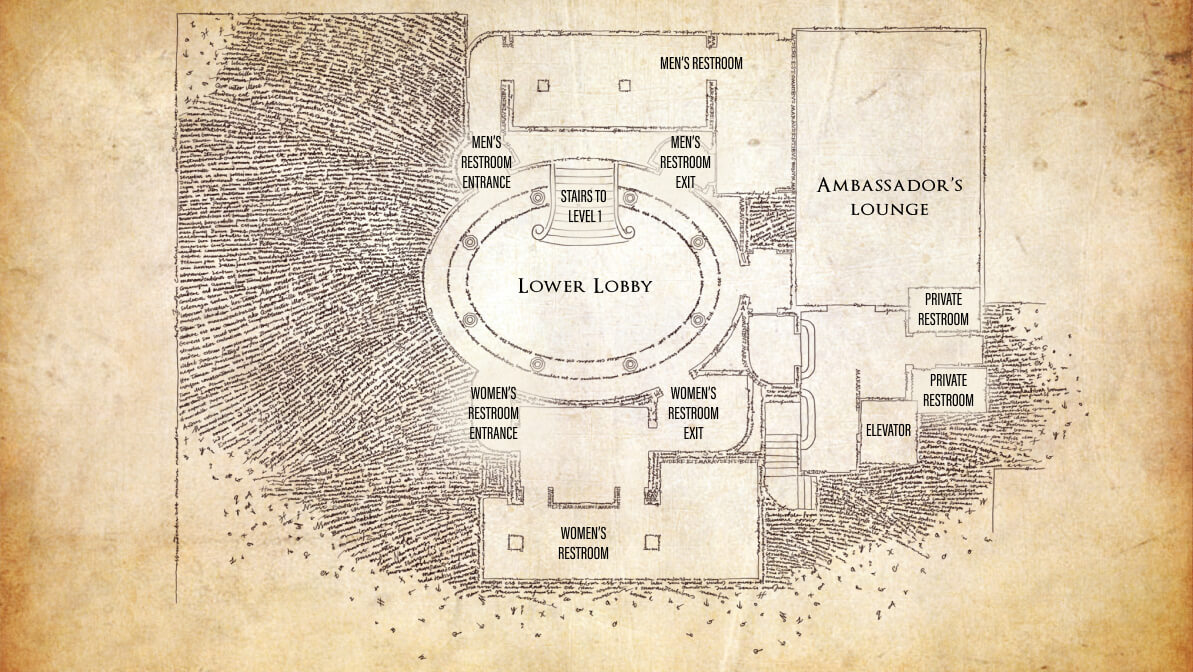 Map of the Lower Lobby in the Harry Potter and the Cursed Child theatre